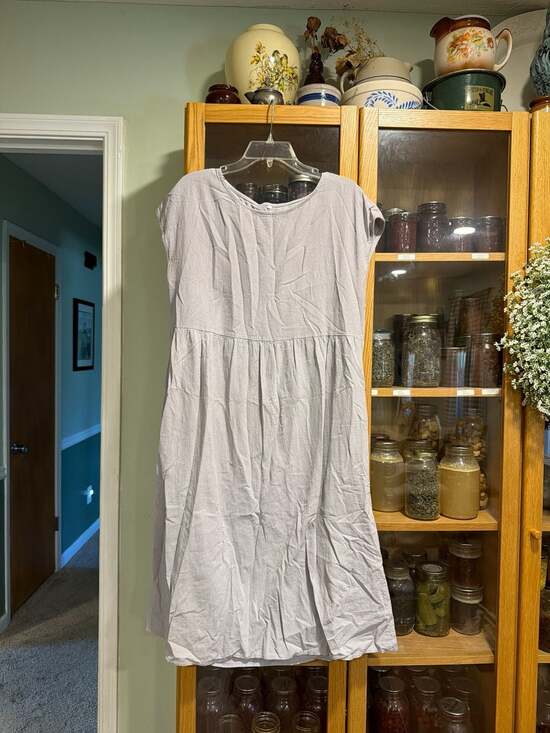 Lintico Dresses & Skirts - Lintico 100% Linen Cap Sleeve Washed Midi Dress with Pockets